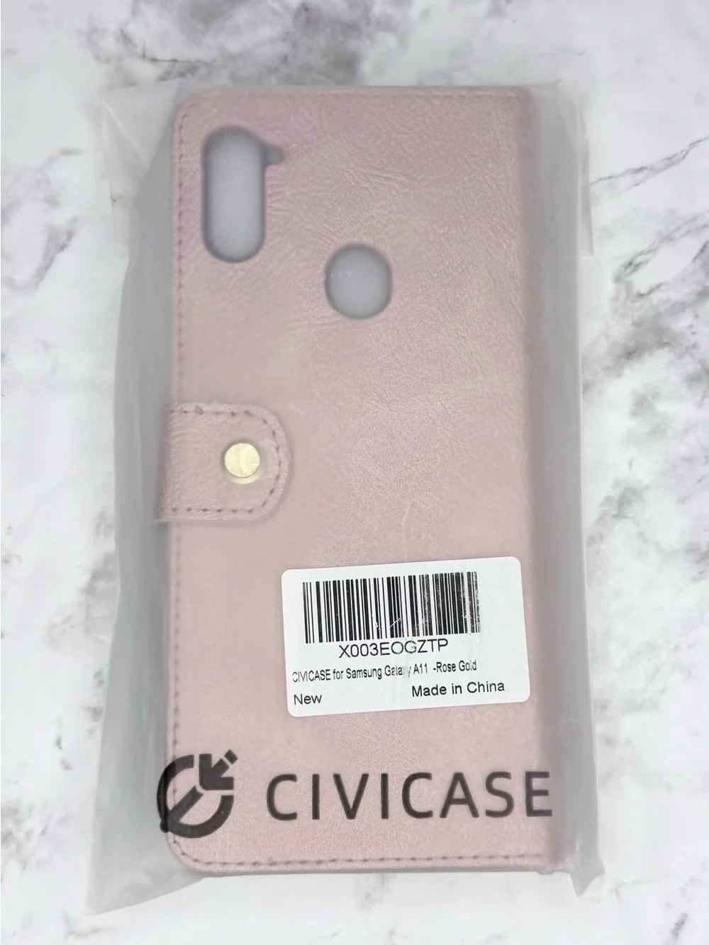 Wallet style phone case Samsung A11 rose gold NWT